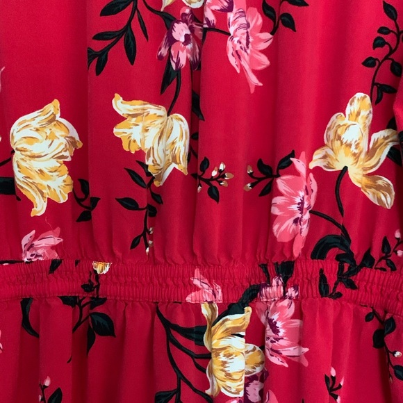 RED FLORAL OLD NAVY SZ LARGE  TRUMPET SLEEVE DRESS - Picture 9 of 12